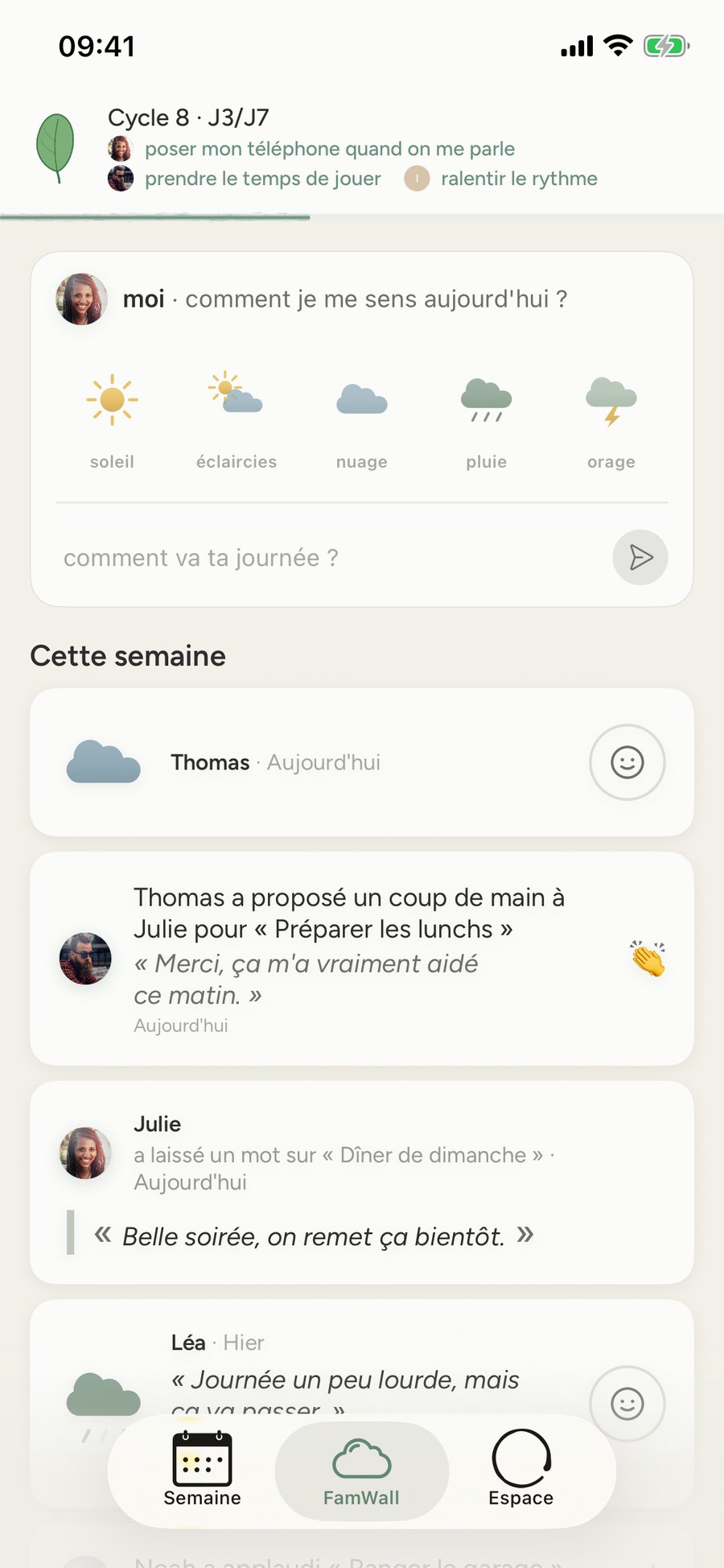 L'écran FamWall de FamEase.